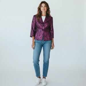 Weavz Metallic Pink & Black Blazer Jacket Size Small Statement Party Evening